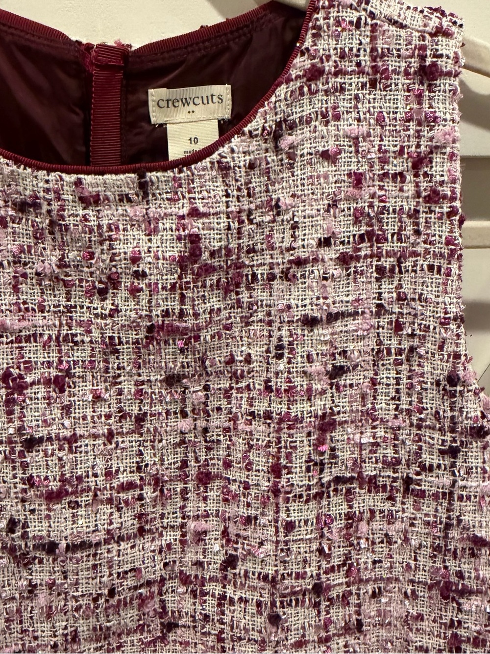 Crewcuts by J.Crew Girls’ Girly Tweed Shift Dress Pink Burgundy Size 10 - Picture 9 of 11